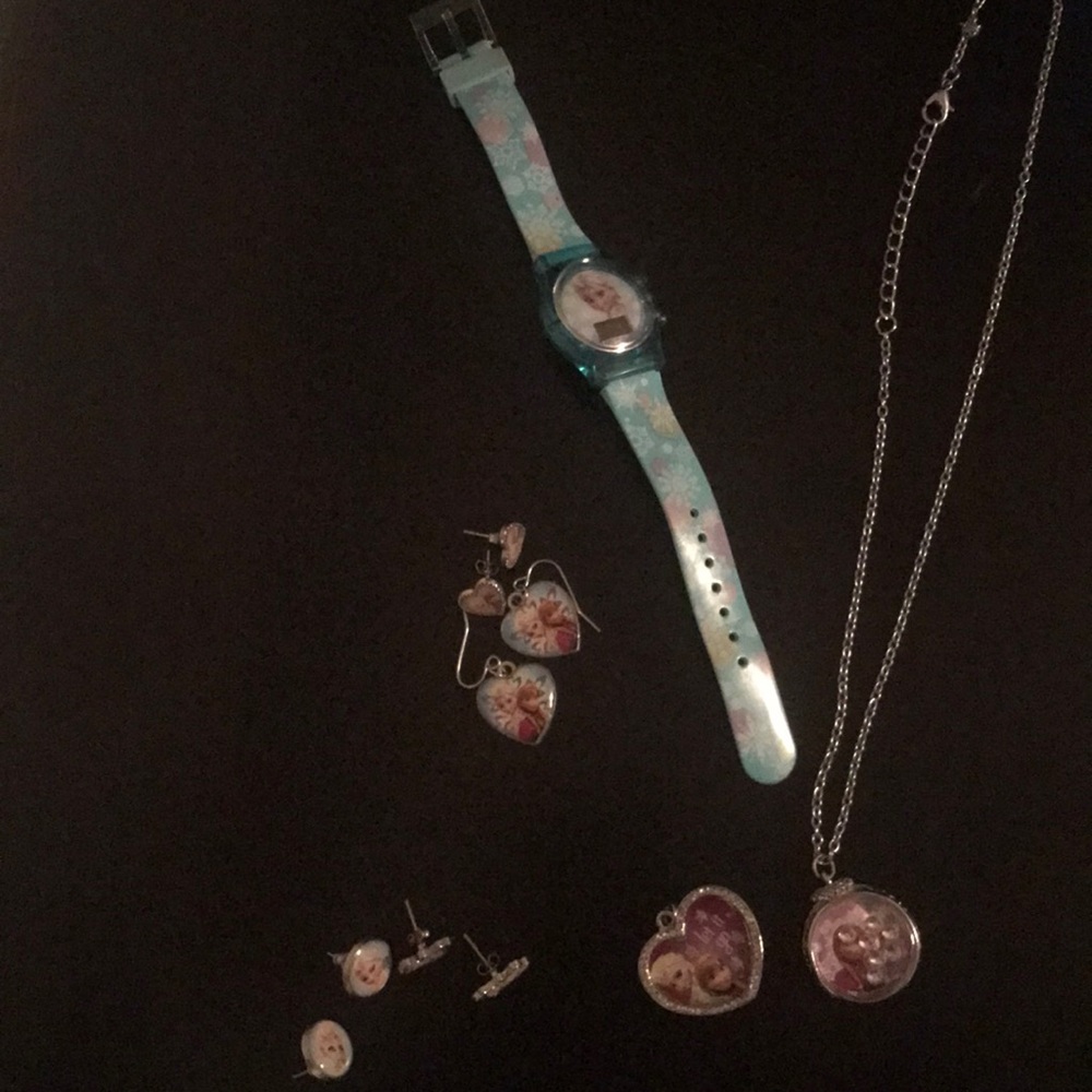 Disney Frozen necklaces and earrings.